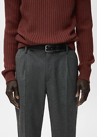 Regular-fit pleated flannel pants