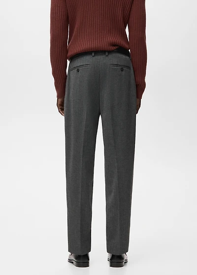 Regular-fit pleated flannel pants