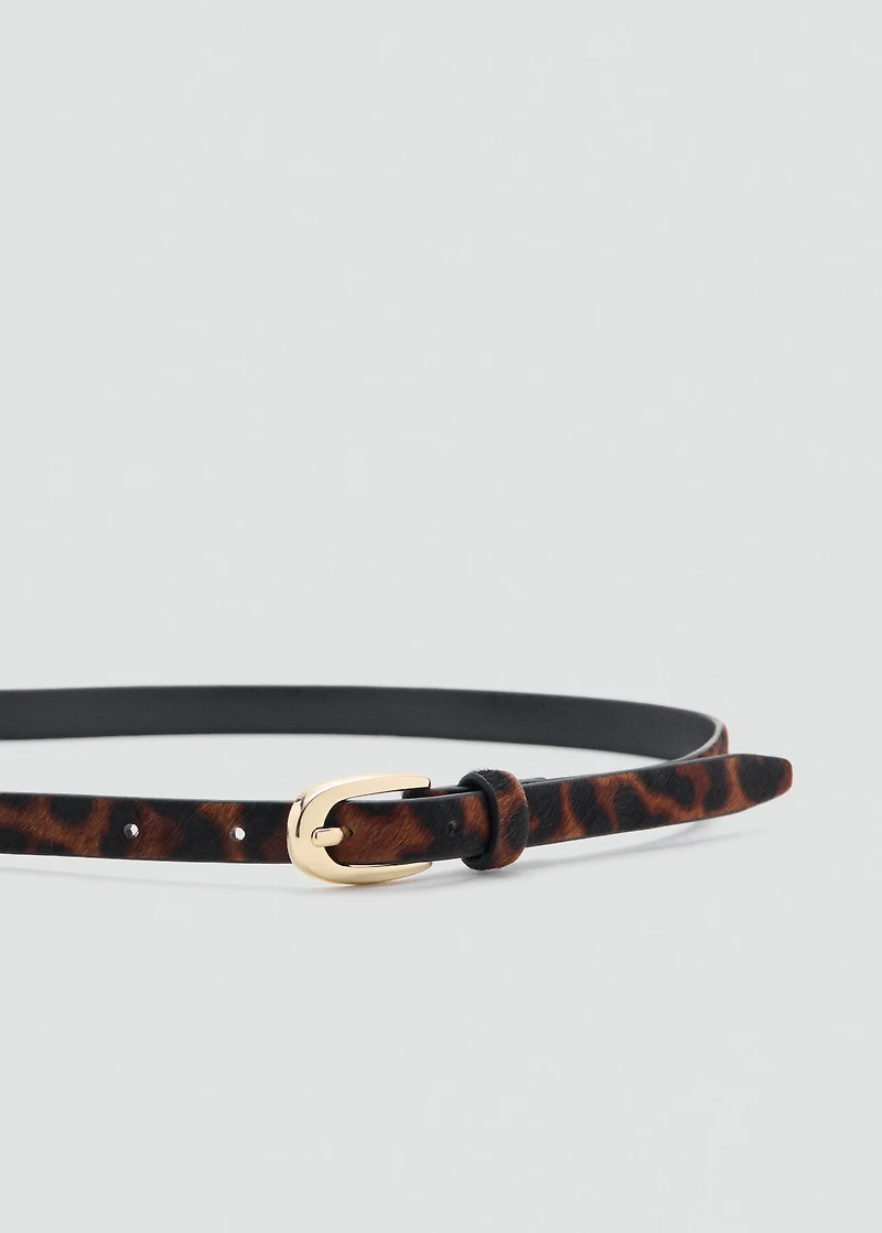 Leopard fur leather belt