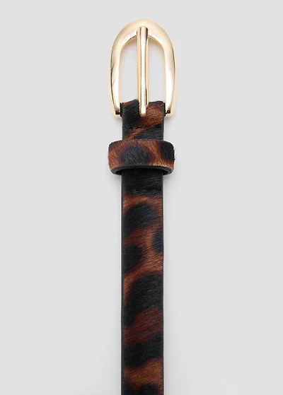 Leopard fur leather belt