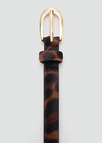 Leopard fur leather belt
