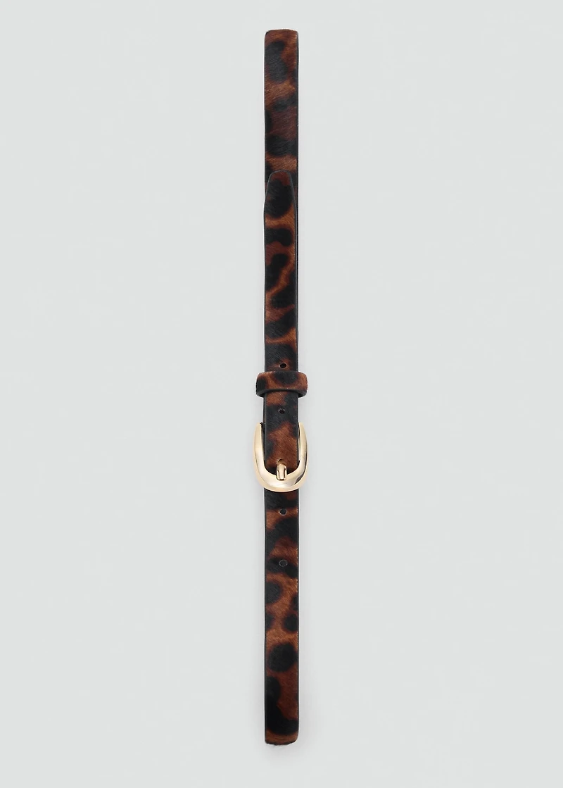 Leopard fur leather belt