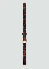 Leopard fur leather belt