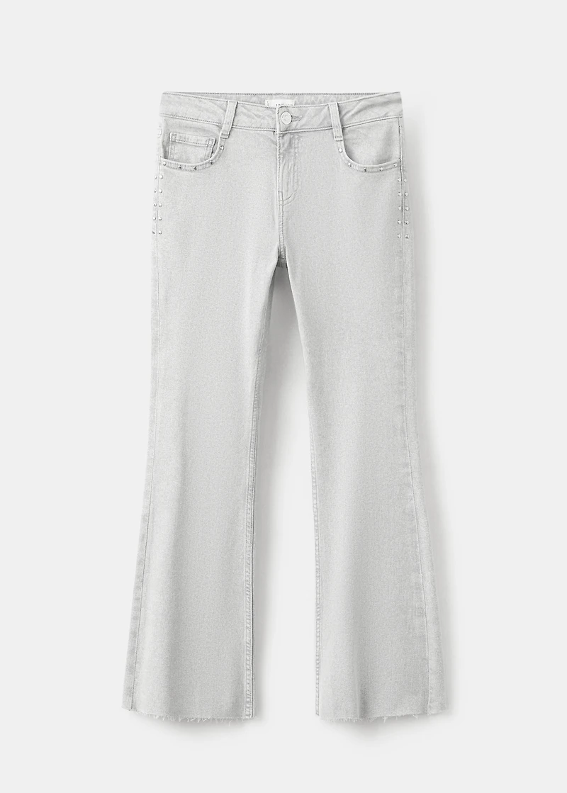 Flared cropped jeans with studs