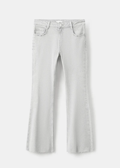 Flared cropped jeans with studs
