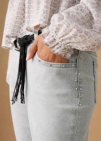 Flared cropped jeans with studs