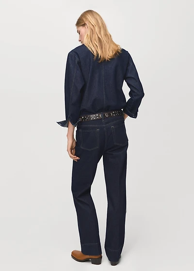 Straight-leg jeans with seam stitching