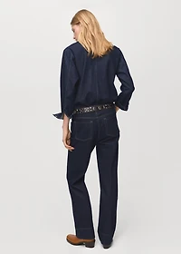 Straight-leg jeans with seam stitching