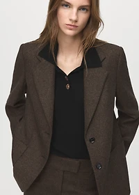 Polo-neck ribbed sweater