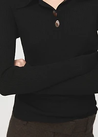 Polo-neck ribbed sweater