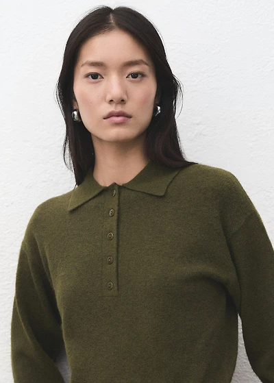 Long-sleeved polo-neck sweater