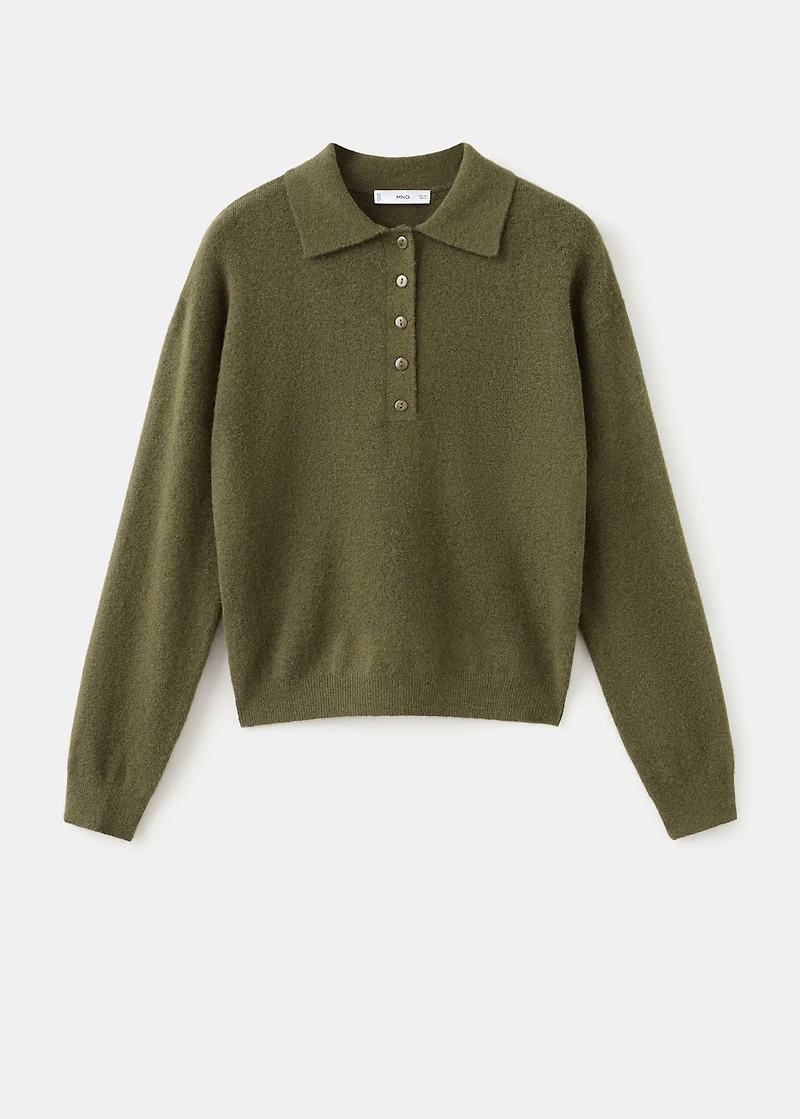 Long-sleeved polo-neck sweater
