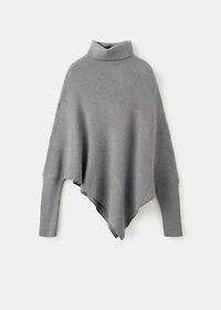 Sweater with asymmetrical roll neck