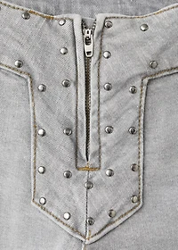 Low-waist studded jeans