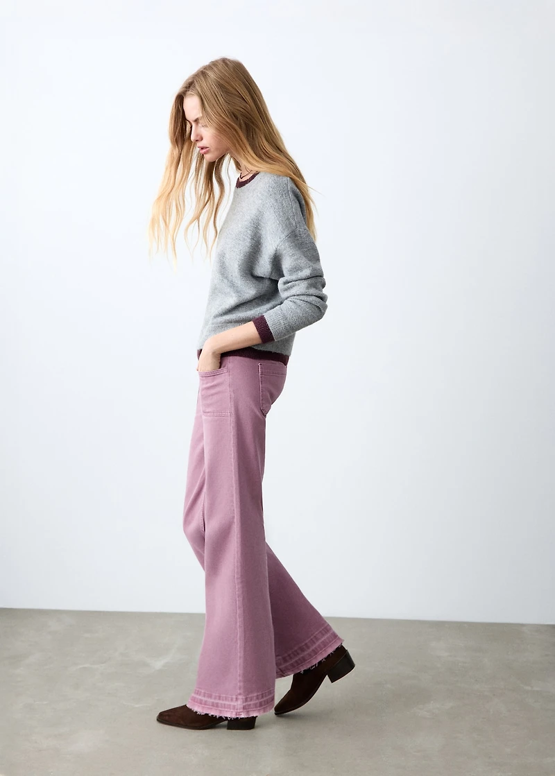 Frayed hem straight jeans