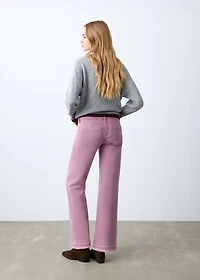 Frayed hem straight jeans