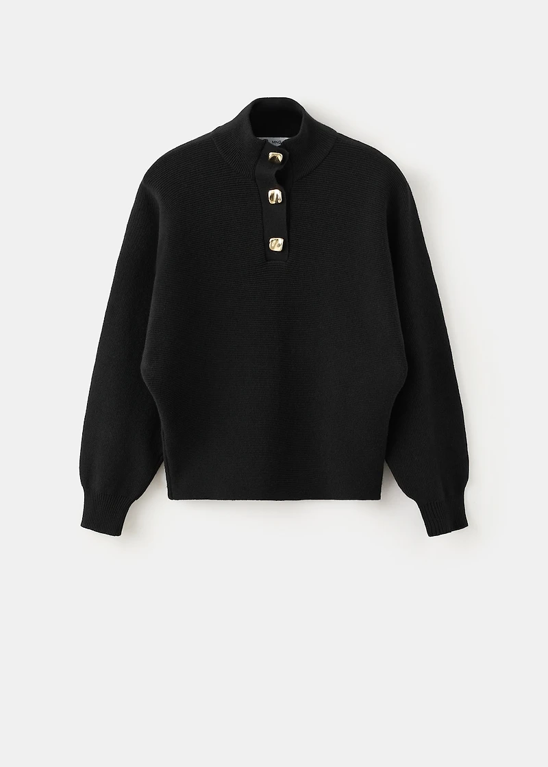Turtleneck sweater with jewel buttons