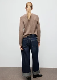 Knit sweater with lace pattern