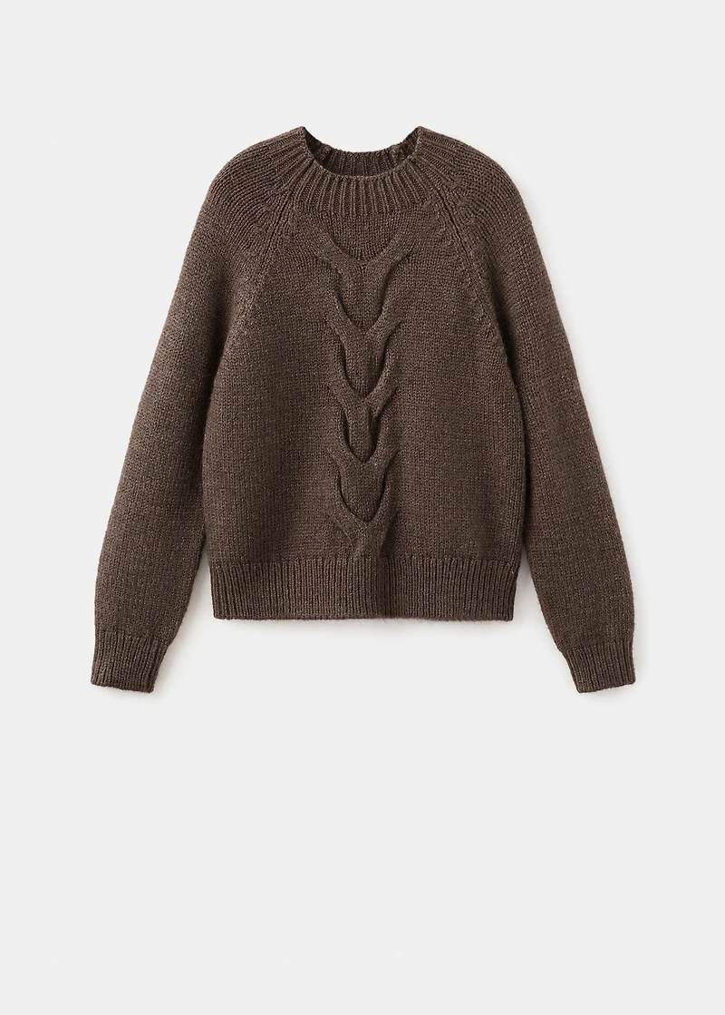 Braided sweater with perkins neck