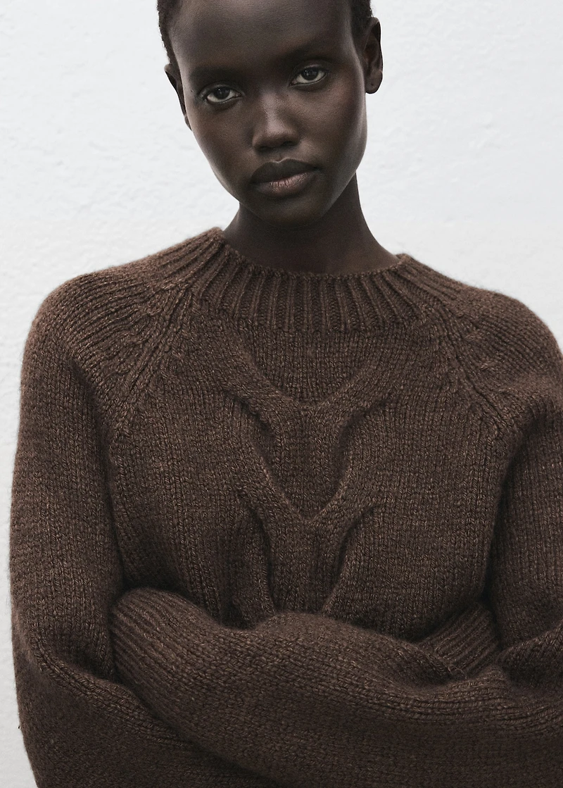 Braided sweater with perkins neck