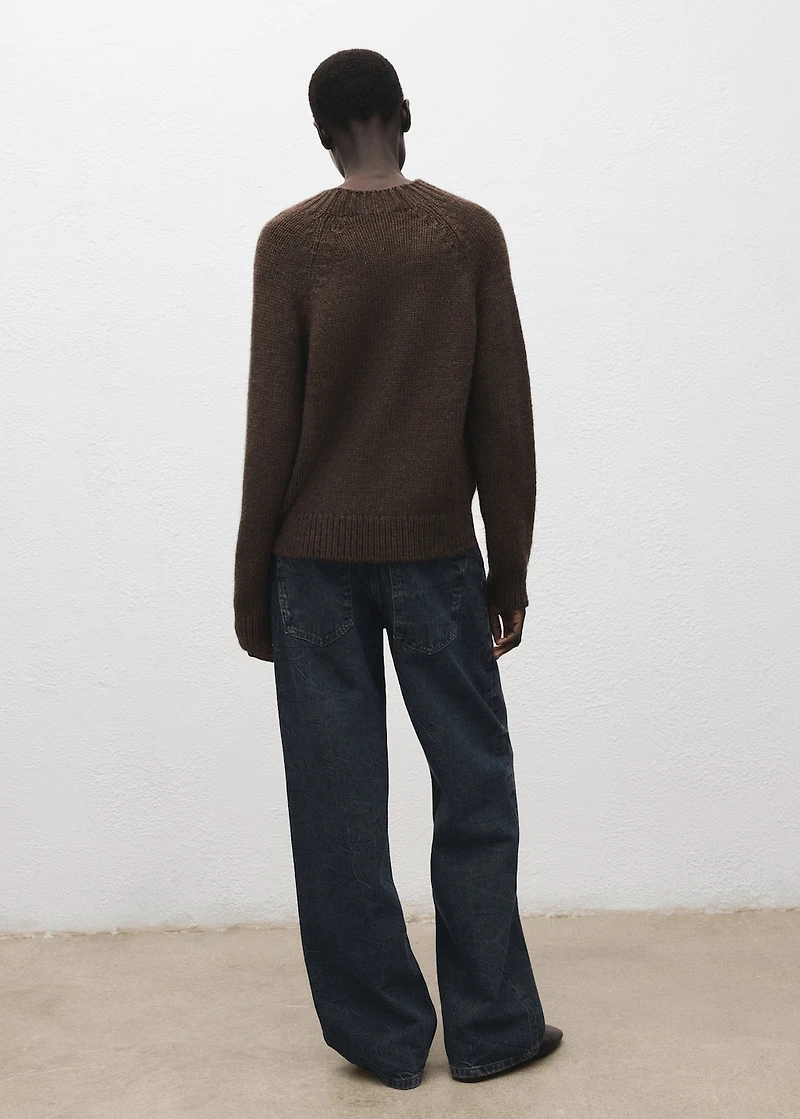 Braided sweater with perkins neck