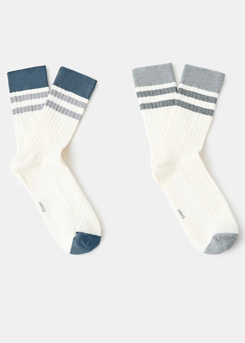 Pack of 2 striped cotton socks