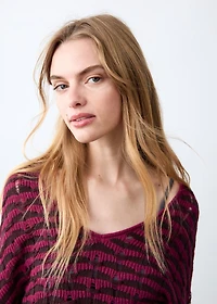 Knit sweater with lace pattern