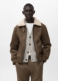 Faux-shearling suede jacket