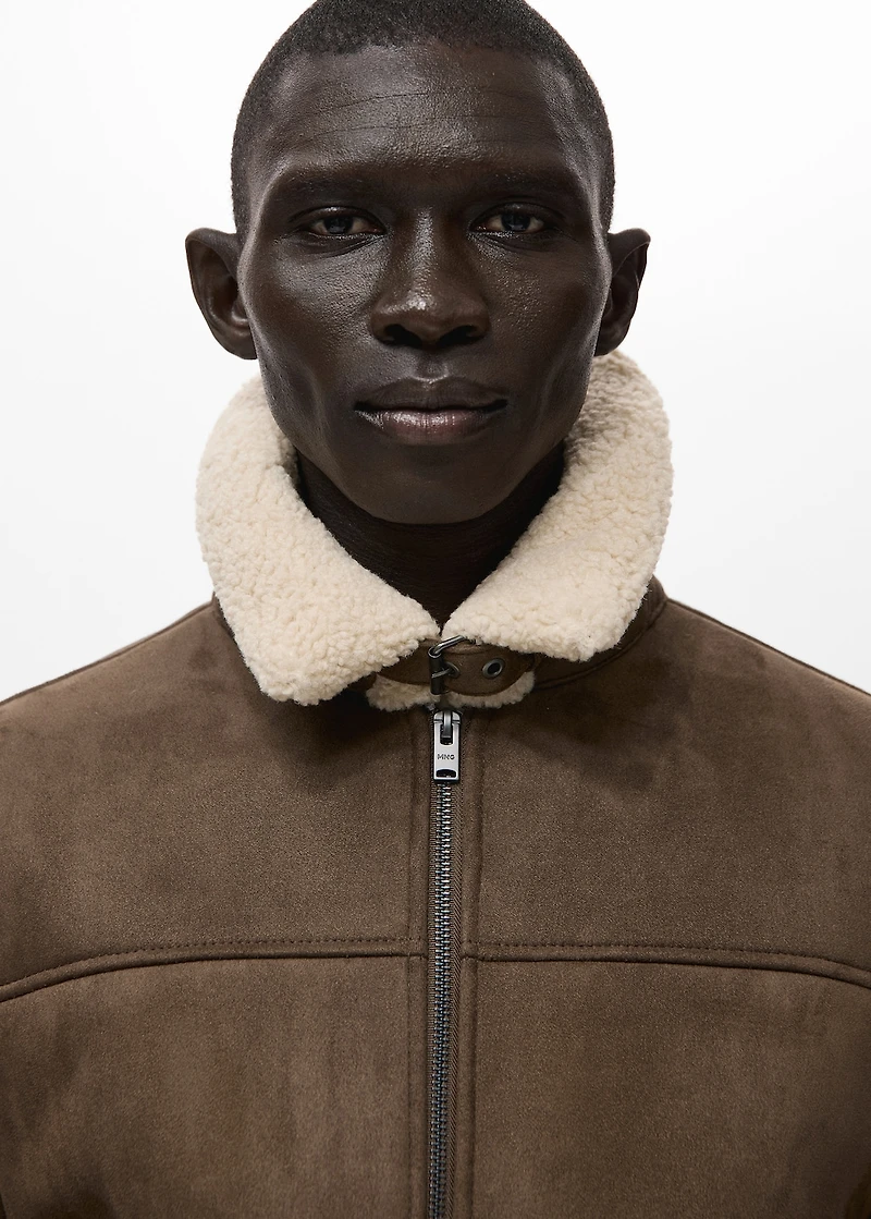 Faux-shearling suede jacket