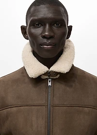 Faux-shearling suede jacket