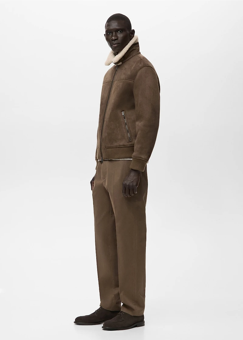 Faux-shearling suede jacket