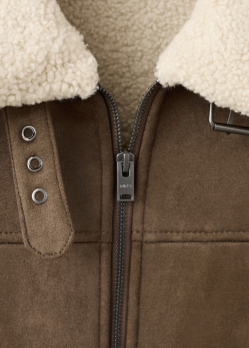 Faux-shearling suede jacket