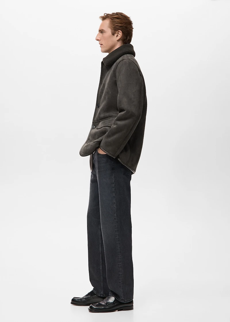 Faux-shearling suede jacket