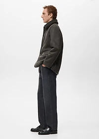 Faux-shearling suede jacket