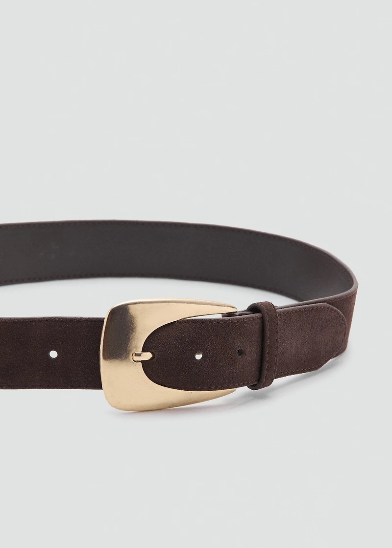 Suede belt with maxi buckle