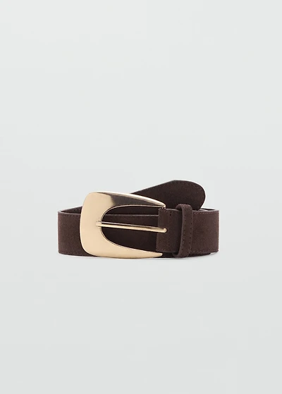 Suede belt with maxi buckle