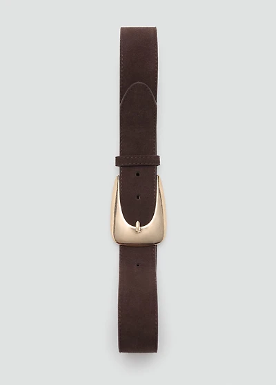 Suede belt with maxi buckle