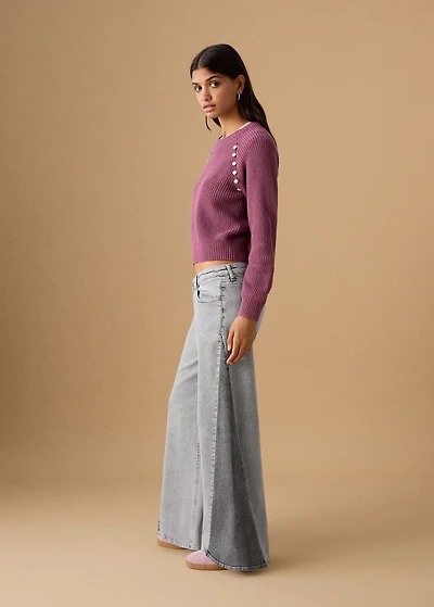 Two-tone wide leg jeans