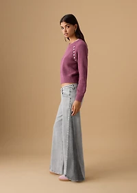 Two-tone wide leg jeans