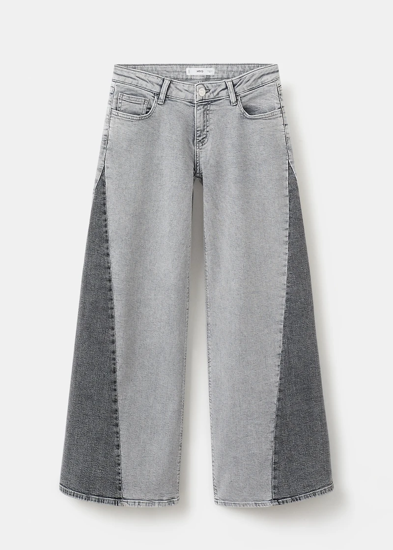 Two-tone wide leg jeans