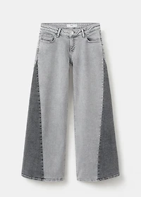 Two-tone wide leg jeans
