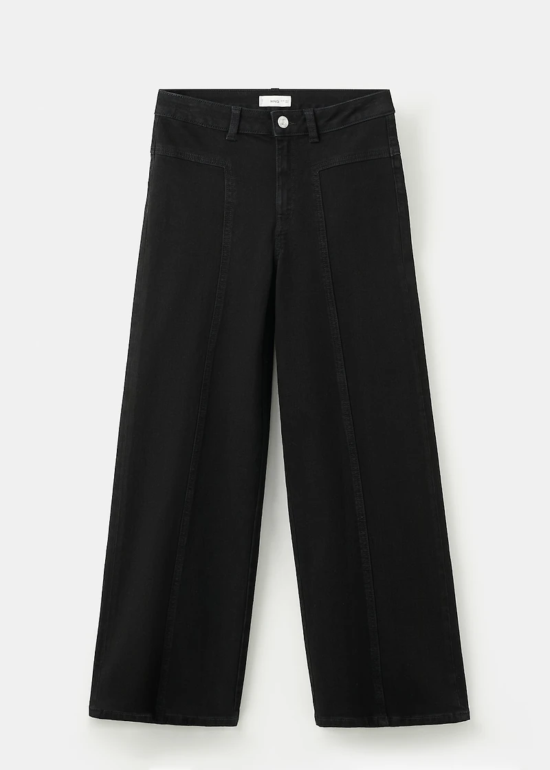 Wide leg jeans with seam detail