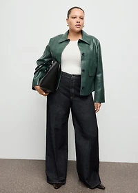 Faux-leather jacket with pockets
