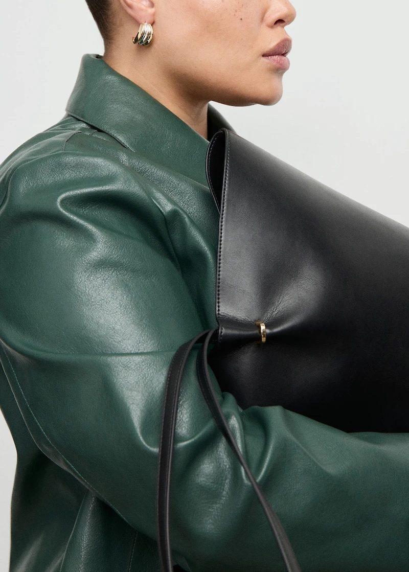 Faux-leather jacket with pockets