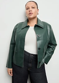Faux-leather jacket with pockets