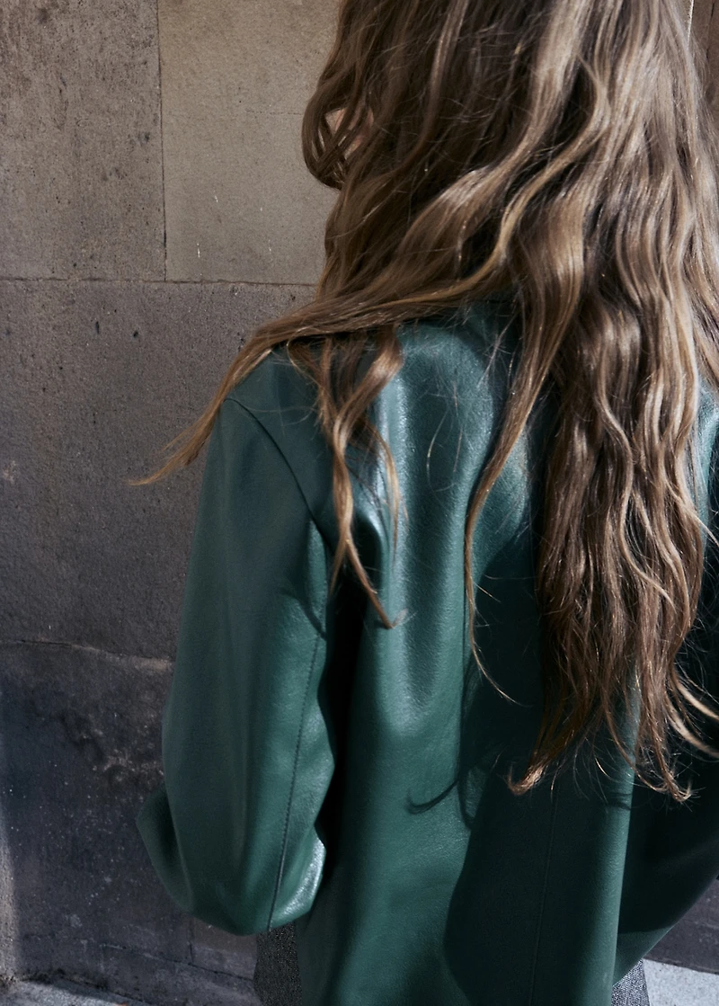 Faux-leather jacket with pockets