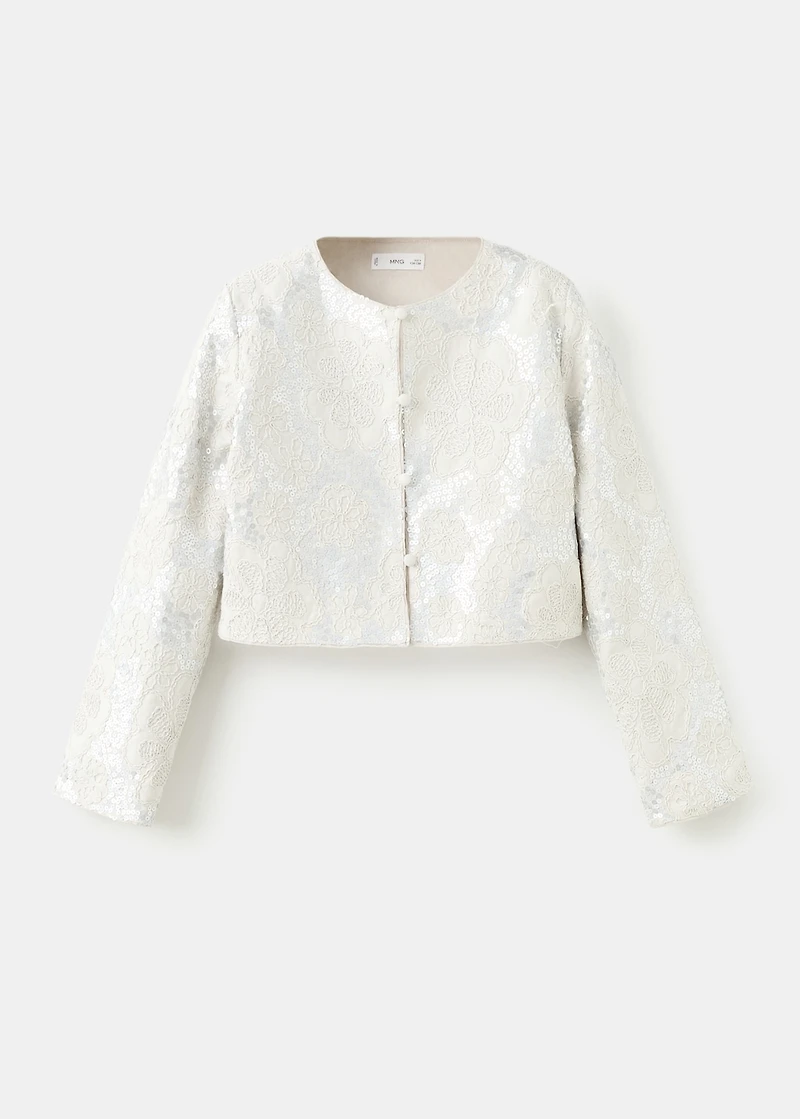 Embroidered linen jacket with sequins