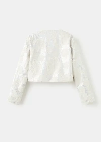 Embroidered linen jacket with sequins