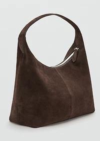 Suede shoulder bag with stitching