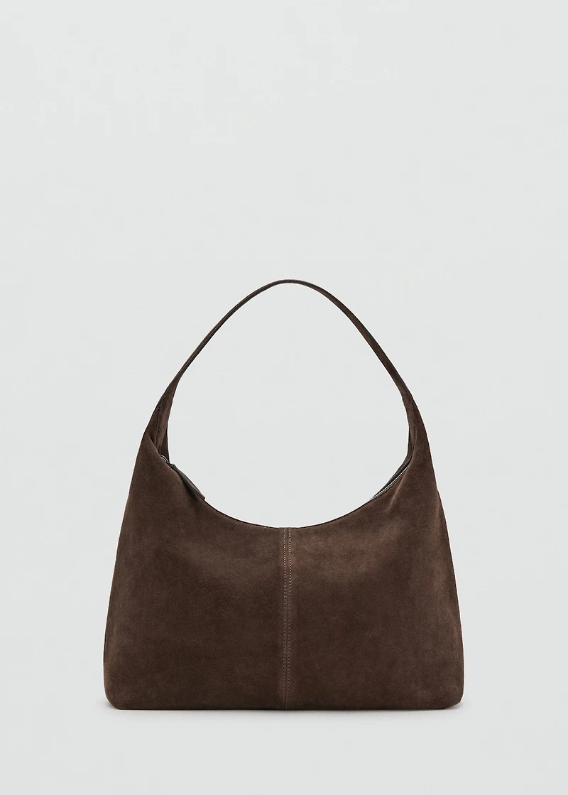 Suede shoulder bag with stitching